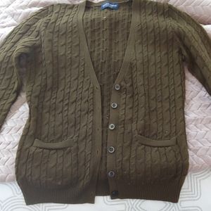 American Apparel Olive green cable knit cardigan